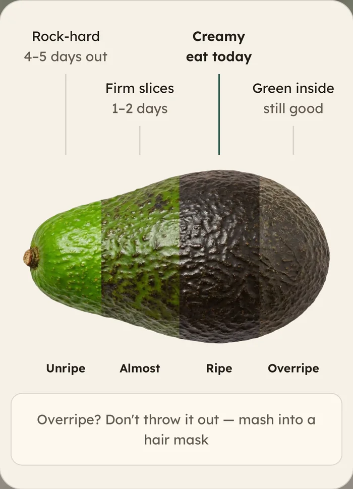 Avocado ripening stages — rock-hard to ready in four steps