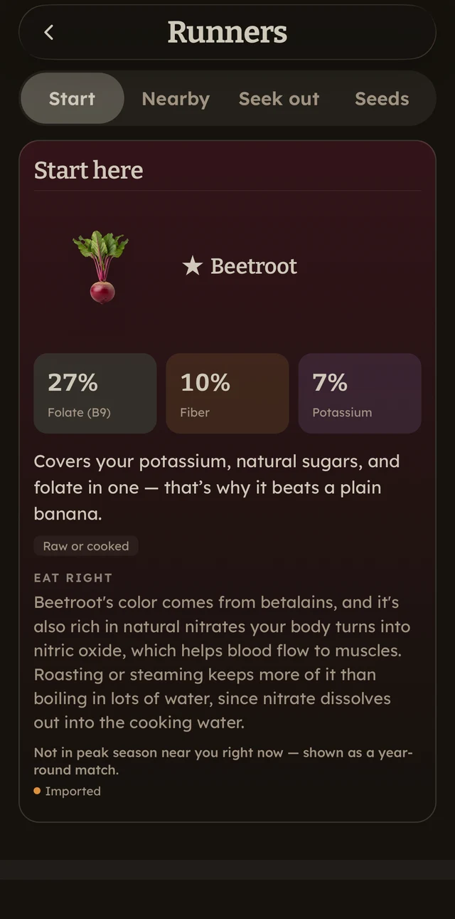 The Runners deck's first pick: beetroot, with why it beats a plain banana